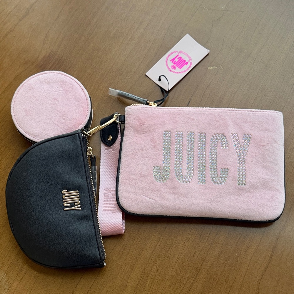 Juicy Couture Pink and Black Clutch Set